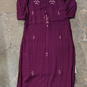 Purple Embroidered Kurti