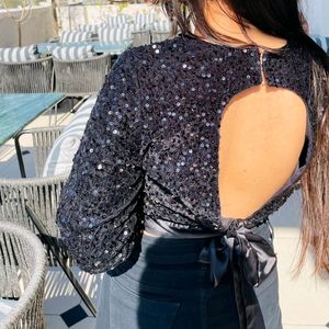 Sequin Blouson Top