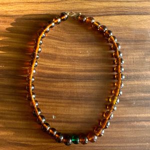 New Brown Glass Beaded Necklace