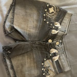 Grey Denim Shorts For Women