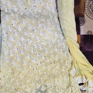 Chickenkari Kurta Plazo Dupatta Set