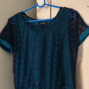 Beautiful Teal Blue Netted Top