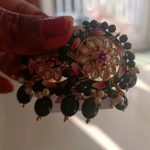 Black Minakari Kundan Earings