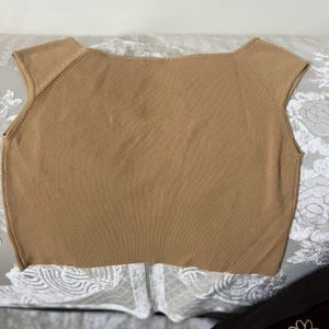 CROP TANK TOP -TAN