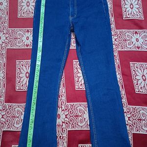 Dark Blue Bell Bottom Jeans For Women