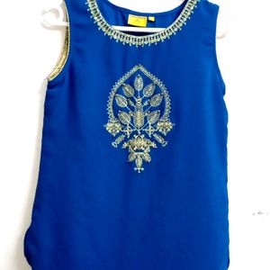 Women Embroidered Blue Top