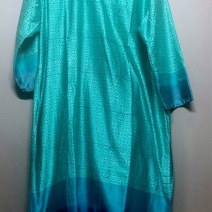 Pure silk Teal kurta with ombre pattern