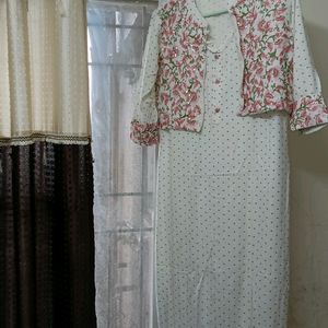 White Reyon Kurti With Jacket