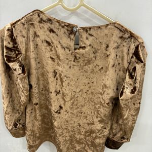 Brand New Velvet Never Worn Tan Color Top