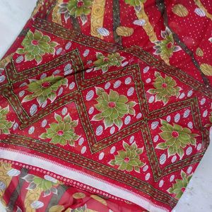 Red Glitter Sticker Saree