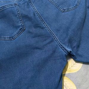 Blue Jeans With Elastic Waist For Women