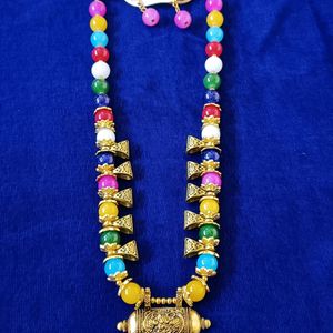 Multicolored Moti Necklace.