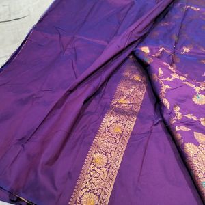 Silk Saree With Copper Weving