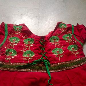 Red Anarkali Cotton Kurti