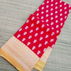 Mulmul Cotton Saree Bagru Print