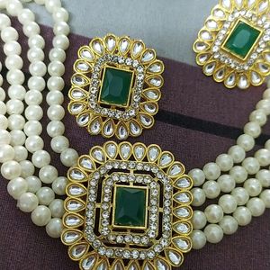 Moti Pearl Green | Alloy Jewel Set