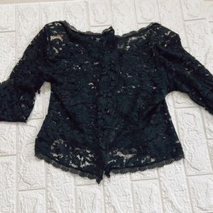 Padded Shoulder Lace Shrug