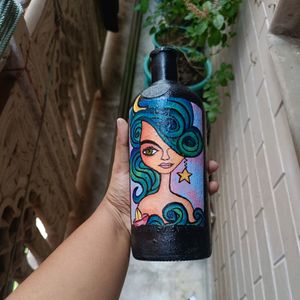 Handpainted Abstract Bottle Art/ Vase