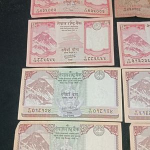 Old Nepali Currency-10rs & 5rs Note (Set Of 8)