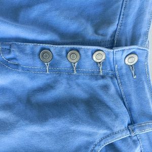 Light Blue Denim Shorts With Button Detailing