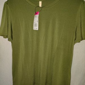 New Butterfly Sleeved Olive Green Top