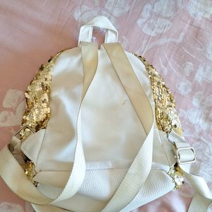 Sequin Backpack With Bow Golden And Red