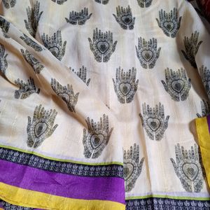 NEW Cottonsilk Mehendi Design Saree With Blouse