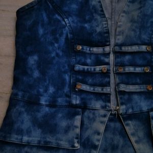 Denim Half Jacket For Ethnic Wear Women