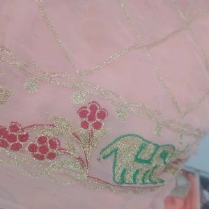 Peach Colour Chiffon Saree