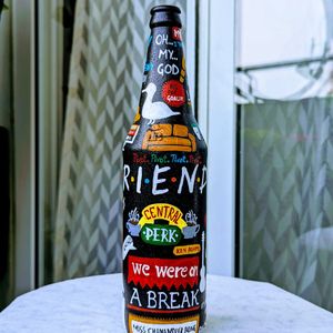 “Friends” Theme Handpainted Glass Bottle