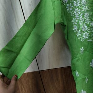 Green Chikan Kari Kurti