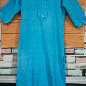 A Light Blue Heavy Embroidedry Chikankari Kurta