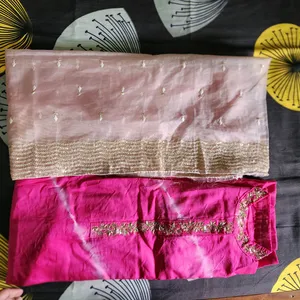 Pink Kurta And Peach Dupatta Set