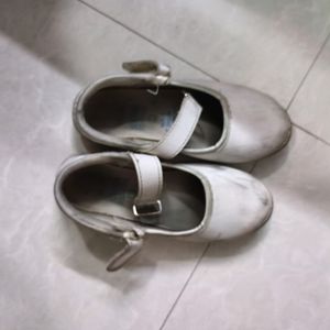 Girls White Coloured School Shoes