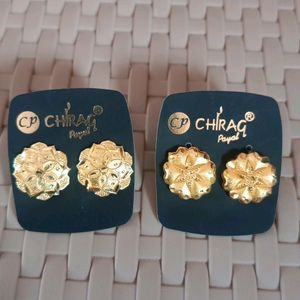 One Gram Gold Studs Earrings Combo Of 2