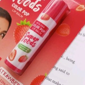 MyGlamm Super Foods Color Pop Lip Balm || Starawberry || 12hrs Moisturised Soft Lips || Spf 20