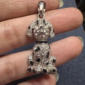 Rhinestone Encrusted Dalmatian Dog Pendant