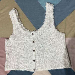 White Crochet Top