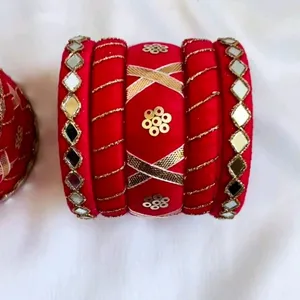 Red Mirror Work Bangles ❤️