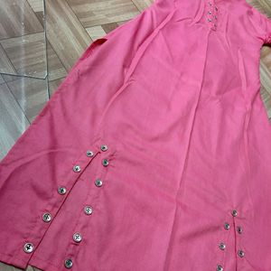 Pink A Line kurti Knee Length