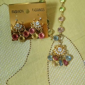 Colourful  Necklace And Earrings