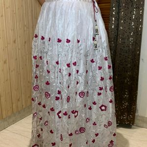 White Printed Ethnic Skirt