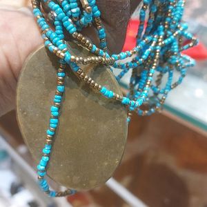 Blue Beads Long Necklace