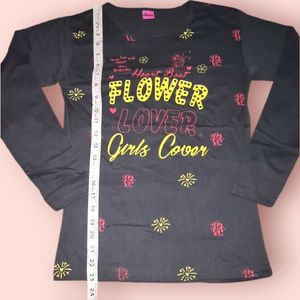 💃Girl's Full Sleeve T-shirt 30 Inch Black