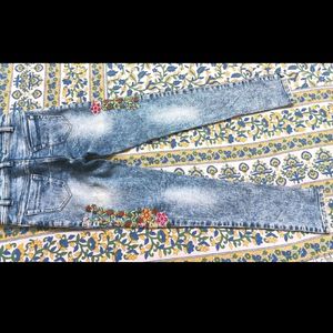 Skinny Girl's Jeans, Denim with Hand Embroidry