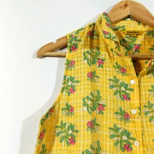 Global Desi Yellow Floral Printed Kurti