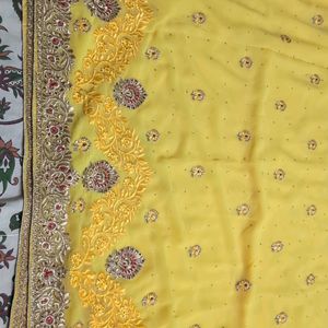 Yellow Work Saree