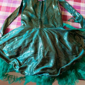 Dark Green Color Girl Baby Flared Frock