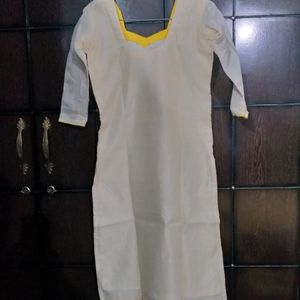 White And Yellow Kurta Set