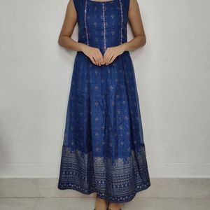 Navy Blue Sleeveless Kurta For Women